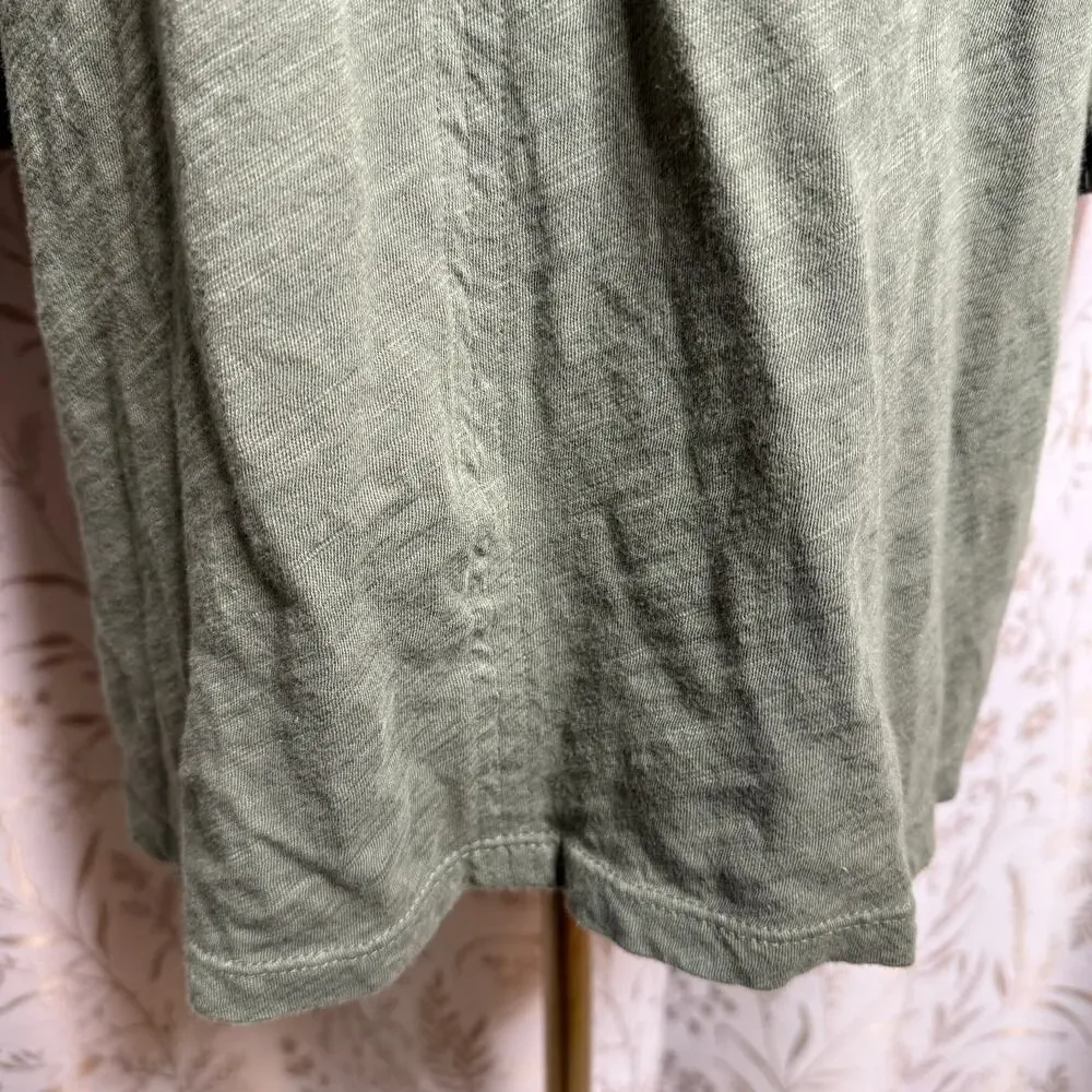 Old Navy Olive Green Puff Sleeve Keyhole Top Womens XL Boho Cottagecore Peasant